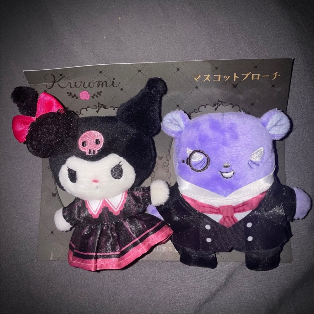 Sanrio Kuromi and Butler Baku Brooch pin plushie *JAPAN EXCLUSIVE*